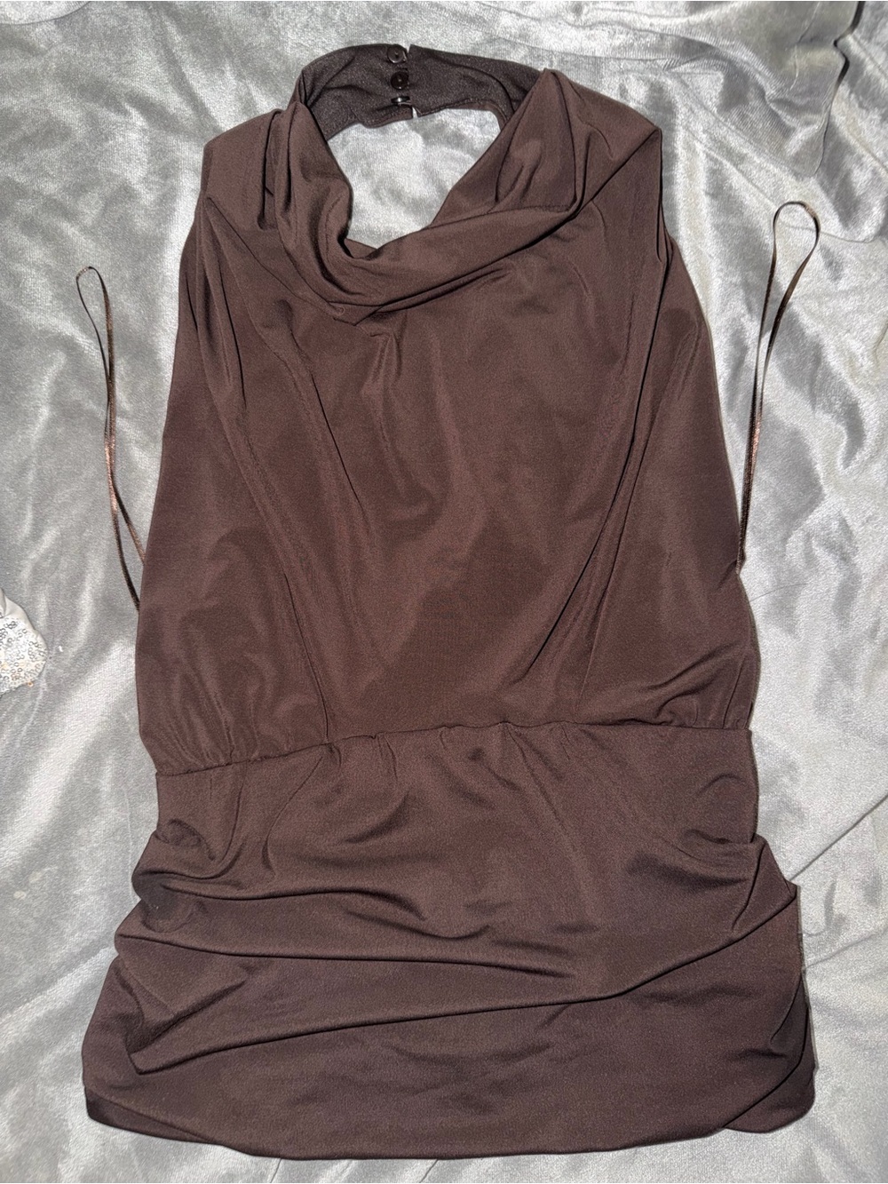 Zara Brown Draped Halter Top - Picture 9 of 9